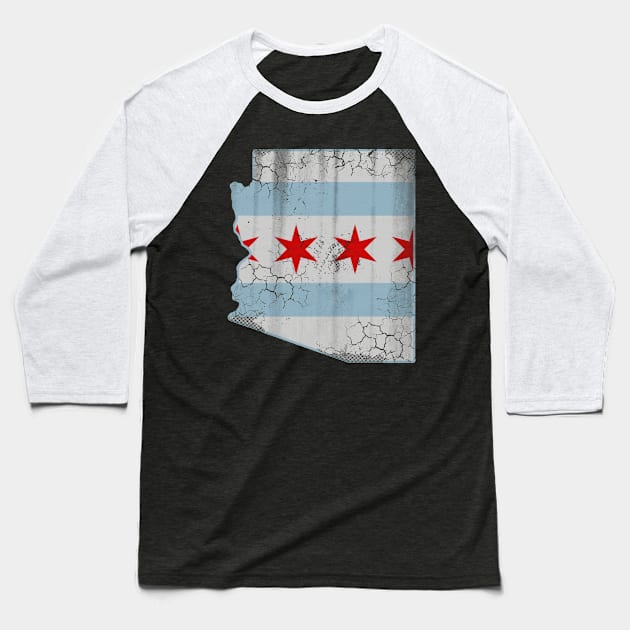 Arizona Chicago Map Flag Family Transplant Vacation Baseball T-Shirt by E